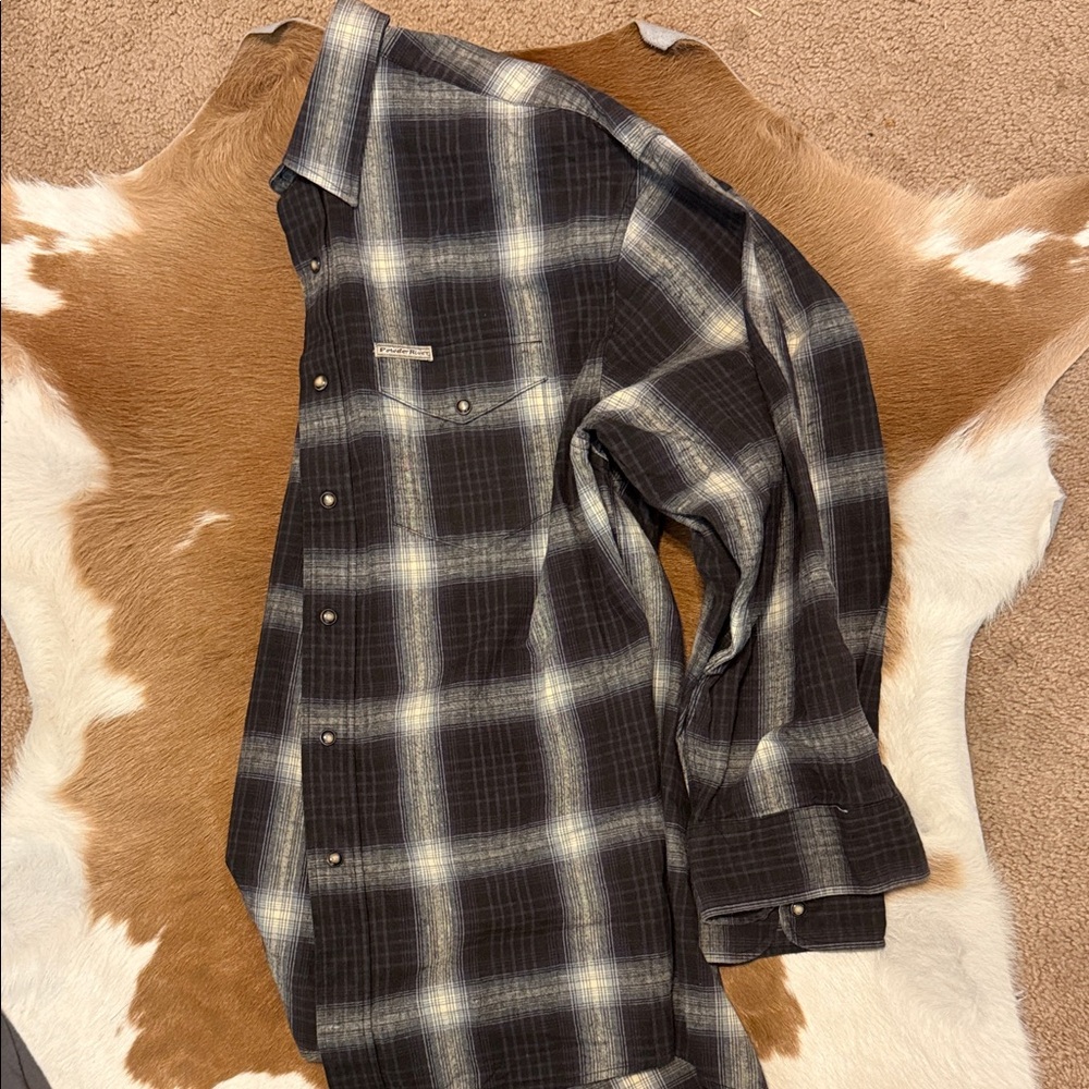 Classic Black and White Plaid Men's Shirt
